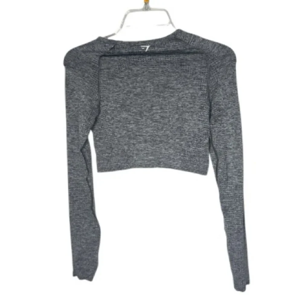 Gymshark Women’s Cropped Grey Seamless Long Sleeve Workout Top. Size Small.